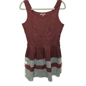 Darling Fit and Flare Dress Red Black White‎ Geometric Print Sleeveless